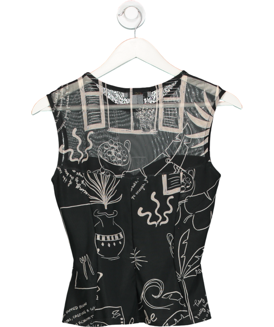 Never Fully Dressed Black Mono Palma Mesh Top UK 10