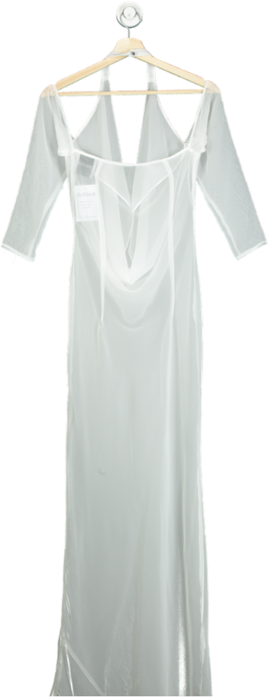 Halden White Sheer Cowl Neck Gown