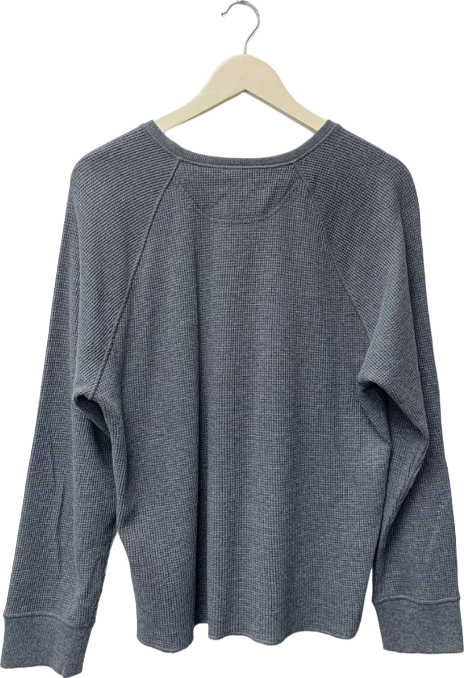 Everlane Grey Waffle Knit Long Sleeve Top UK XL