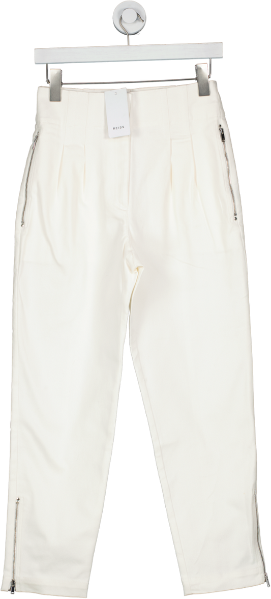 REISS Ivory White High Waist Pleat Front Trousers UK 6