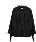 Free People Black We The Freefringe Out Vegan Suede Jacket UK M