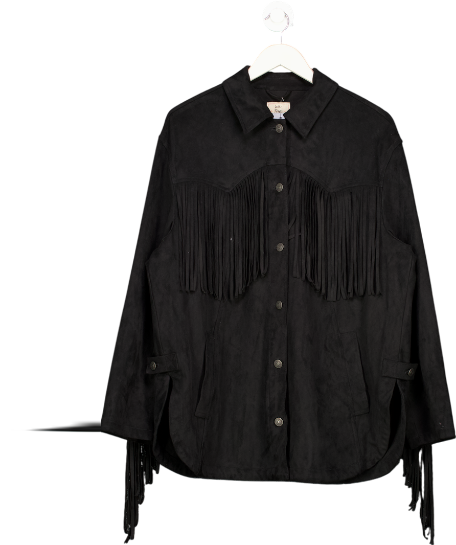 Free People Black We The Freefringe Out Vegan Suede Jacket UK M