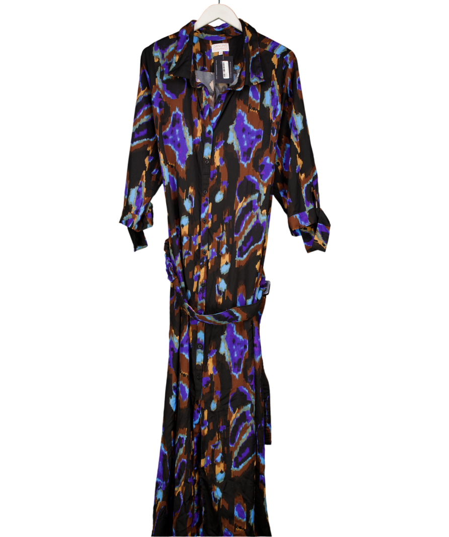 Dancing Leopard Multicoloured Long Sleeve Maxi Shirt Dress UK 24