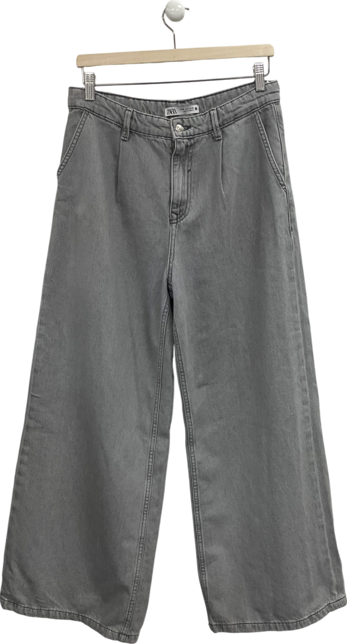 ZARA Grey Wide Leg Jeans UK 10