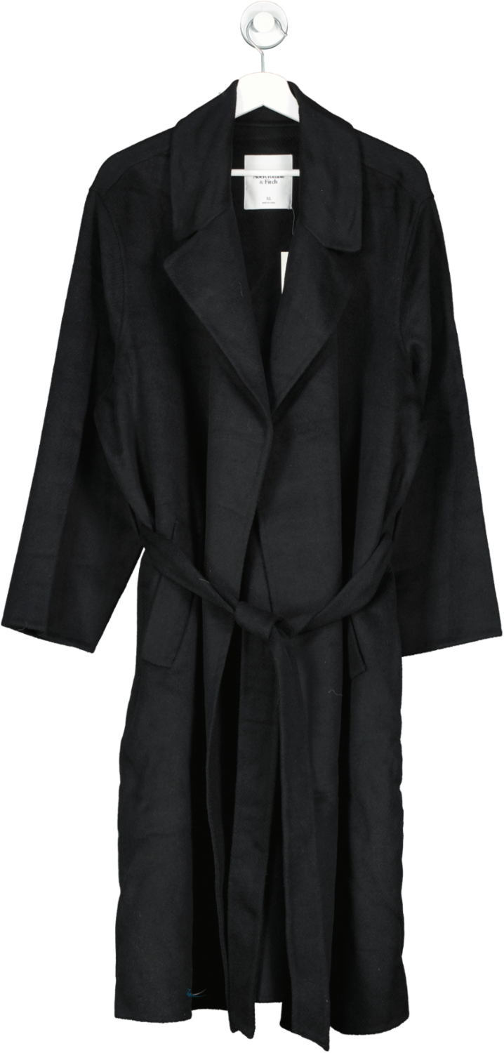 Abercrombie & Fitch Black Wool-blend Belted Blanket Coat UK XL