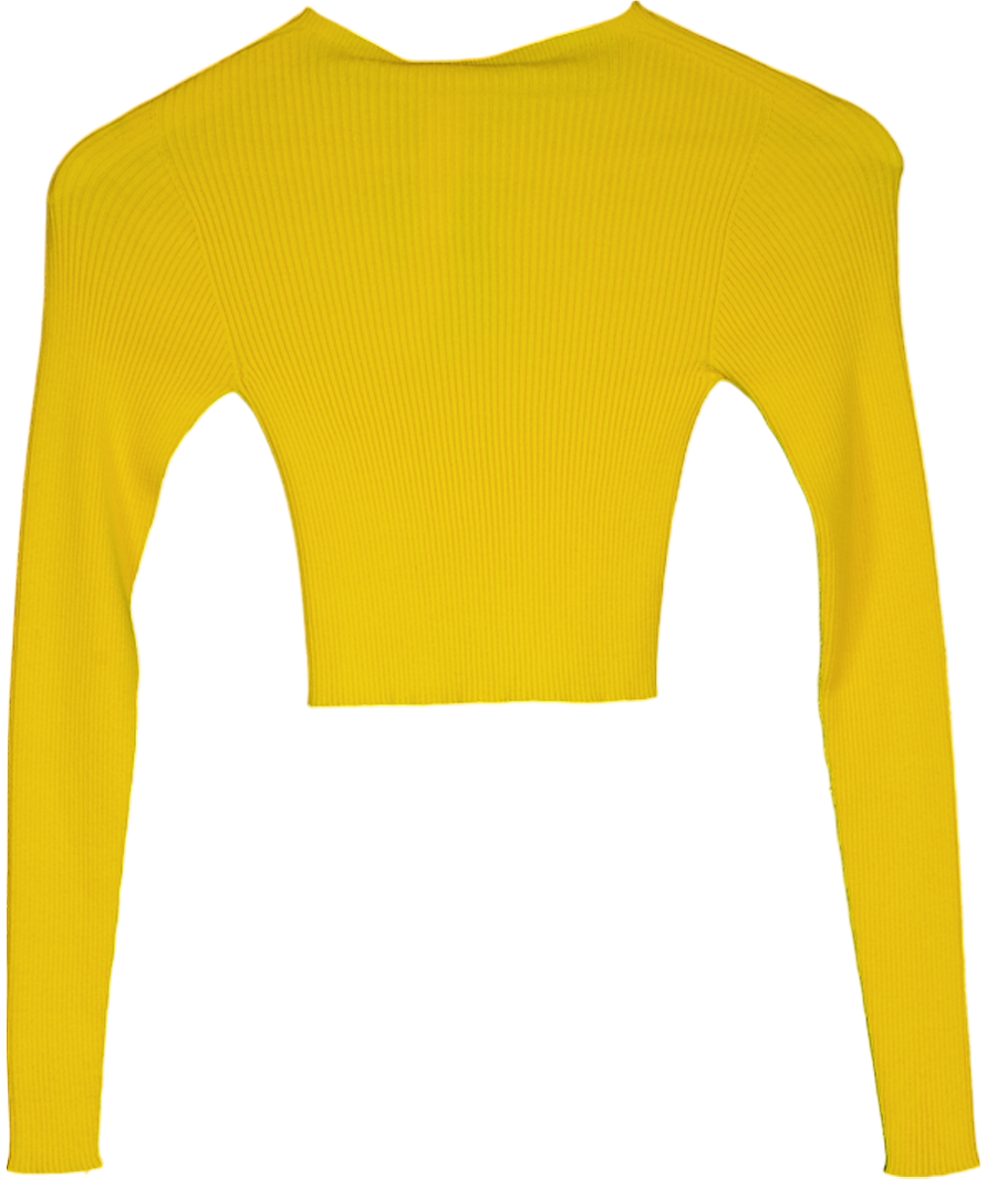 Liu Jo Milano Yellow Ribbed Long Sleeve Top UK XS