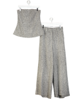 River Island 2-piece Grey Ri Studio Bandeau Top And Wide Leg Trouser Set UK 6