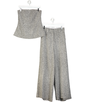 River Island 2-piece Grey Ri Studio Bandeau Top And Wide Leg Trouser Set UK 6