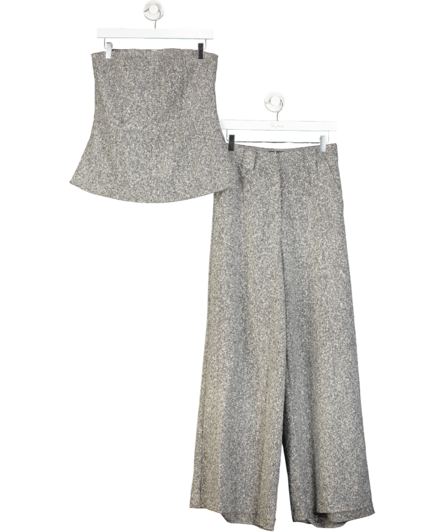 River Island 2-piece Grey Ri Studio Bandeau Top And Wide Leg Trouser Set UK 6