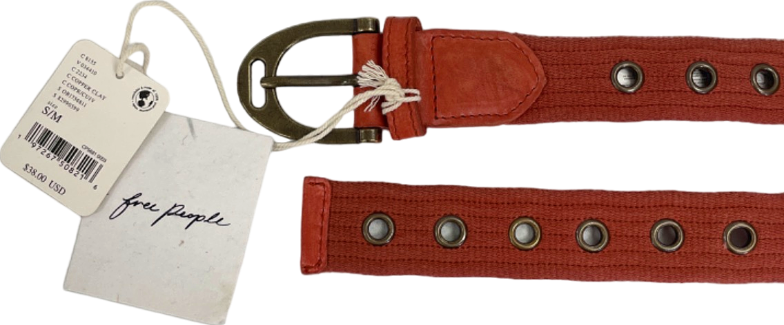 Free People Clay Red Eyelet Belt S/M