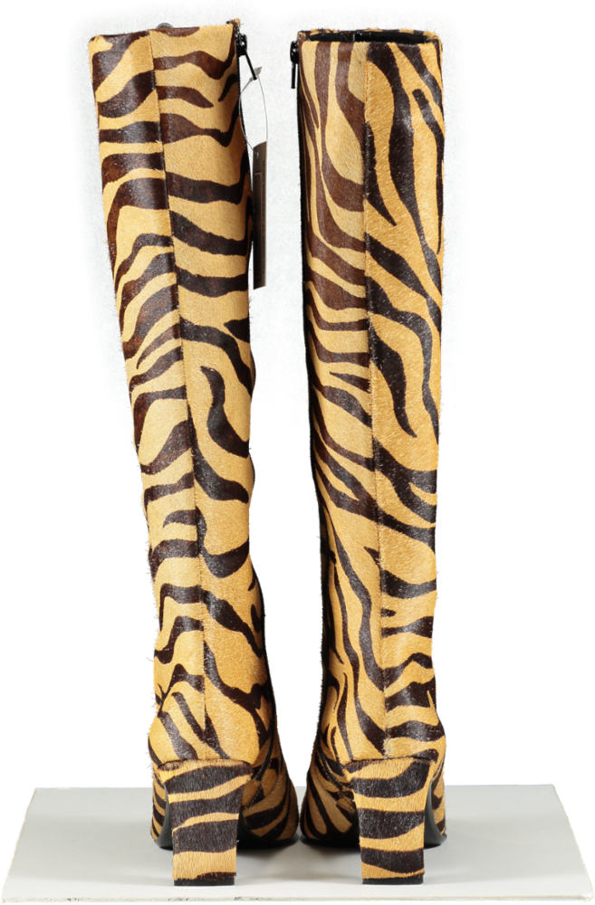 Dune Brown Shaya Leather Knee High Boots UK 8 EU 41 👠