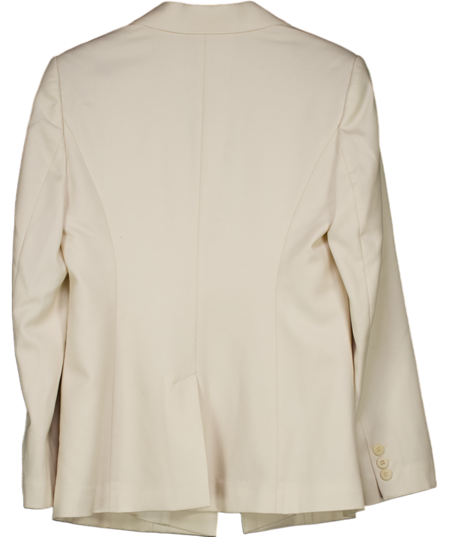 GOELIA Cream Worsted Wool One Button Women Blazer UK M