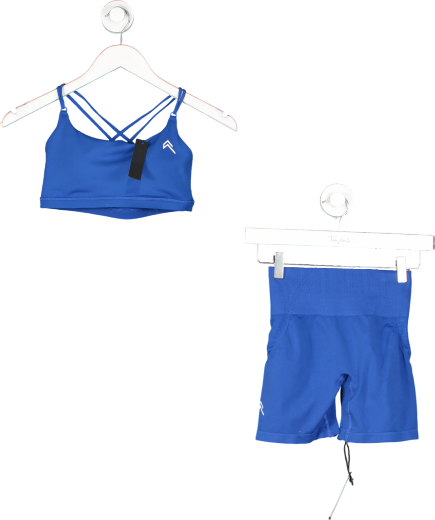 Oner Active Blue 2-piece Everyday Cross Over Bralette And Shorts set UK XS