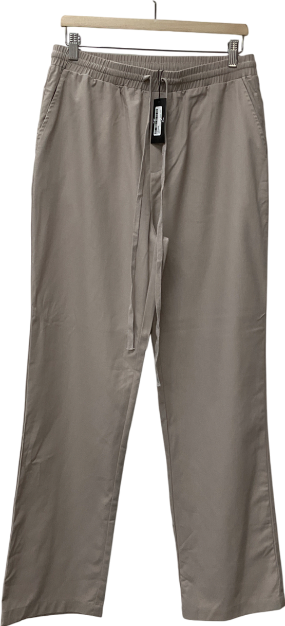 boohooMan Beige Relaxed Linen Jogger Waistband Trouser W34