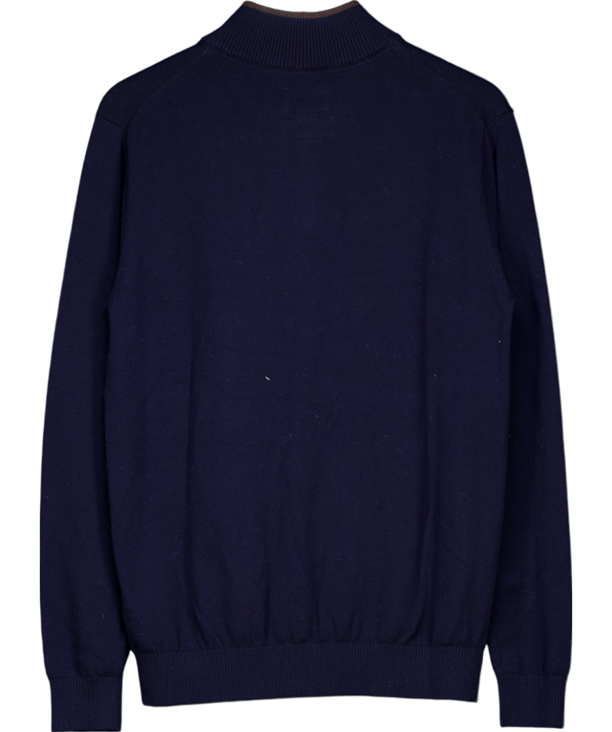 joules Blue Quarter Zip Knitted Jumper UK M