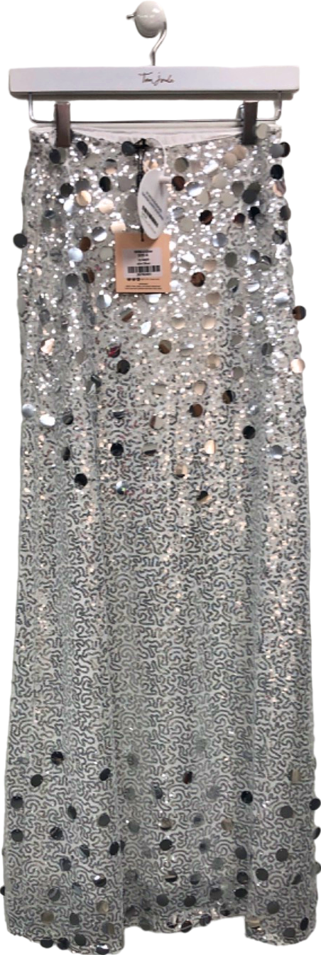 Girl In Mind Silver Sequin Skirt UK 8