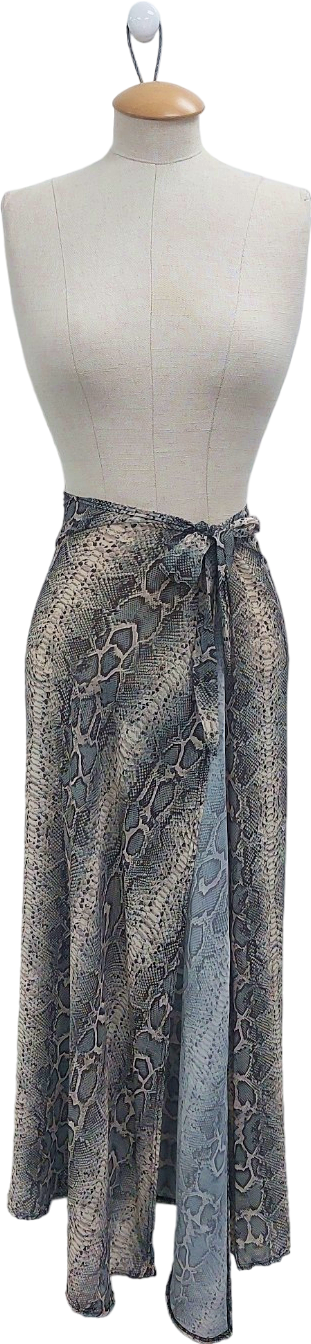 Pretty Little Thing Green Snake Print Wrap Skirt UK 4