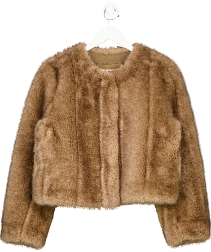 Marcela London Brown Misa Faux Fur Jacket Soft Mink UK M