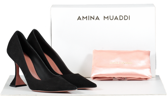 Amina Muaddi Black Ami Pump In Suede UK 6 EU 39 👠