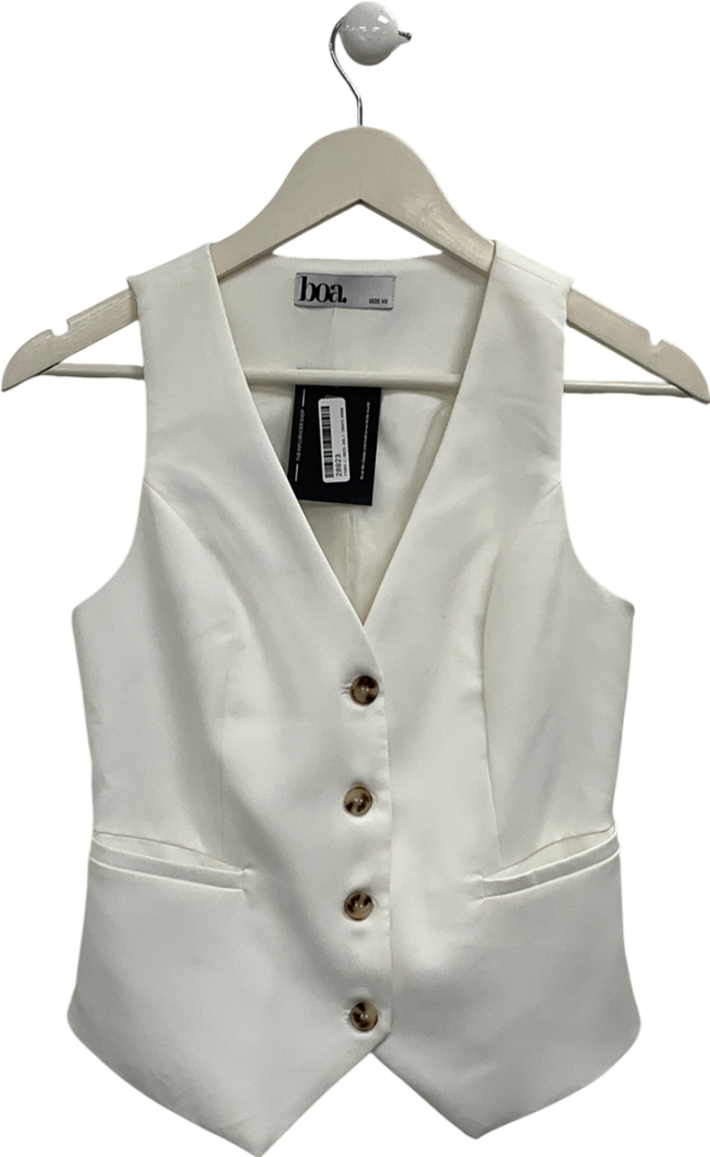 BOA White Boxy Waistcoat UK XS