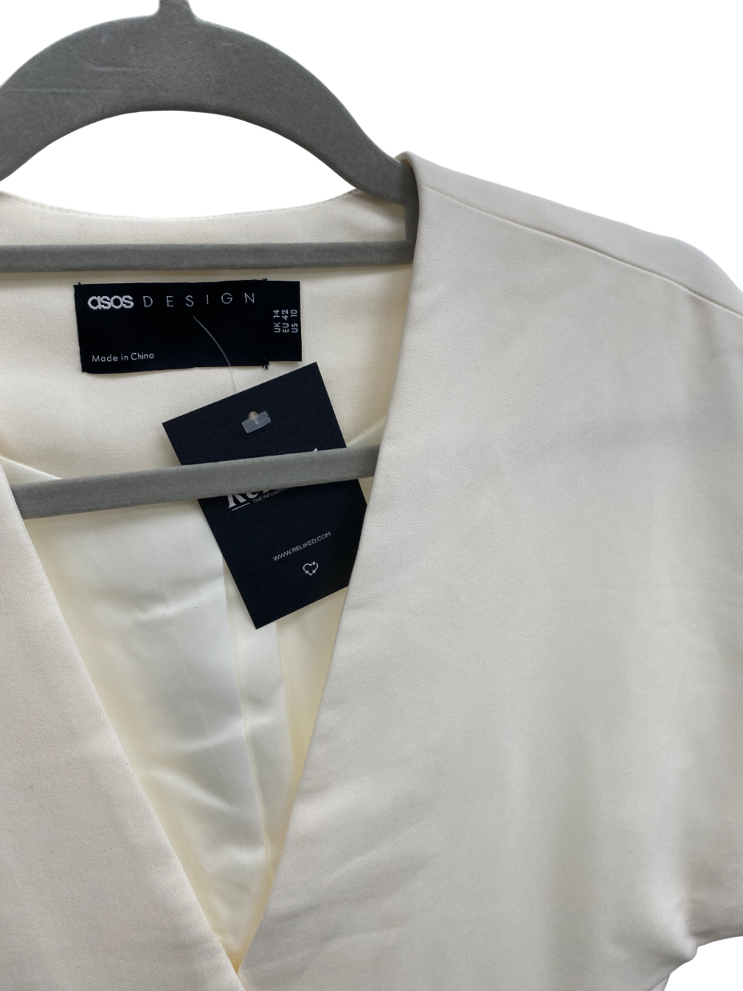 ASOS Cream Tailored Wrap Waistcoat UK 14