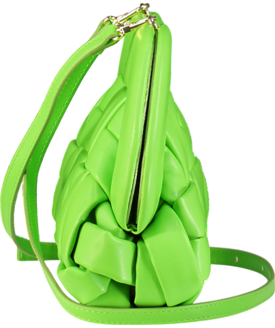 Themoirè Green Bios Woven Mantis Pochette Clutch Bag With Crossbody Strap