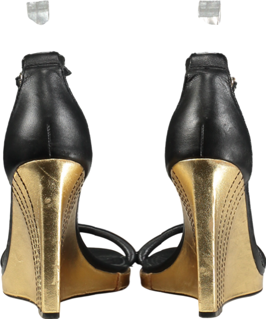 REISS Black Ashton Contrast-heel Leather Wedge Sandals UK 3 EU 36 👠