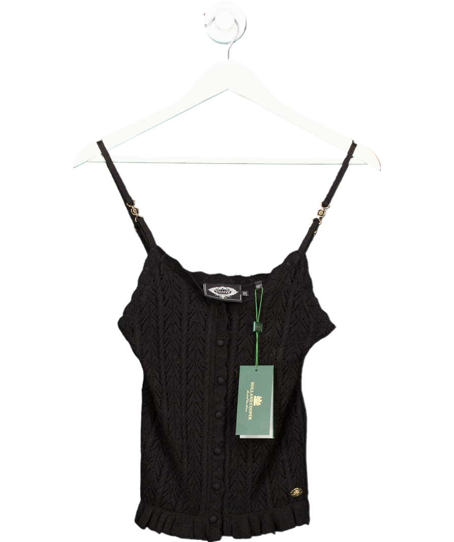 Holland Cooper Black Pointelle Cami Top UK XS