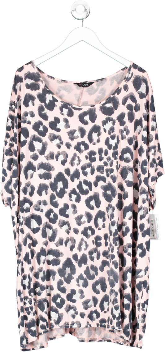 Yours Pink Curve Leopard Print Short Sleeve Top UK 30