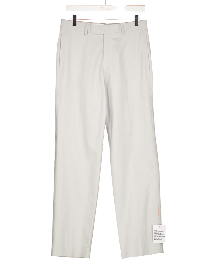 ASOS Grey Linen Blend Straight Leg Trousers W30