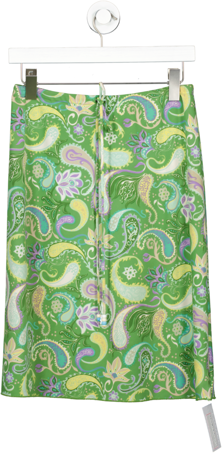 Nicole Miller Green Floral Print Midi Skirt UK S