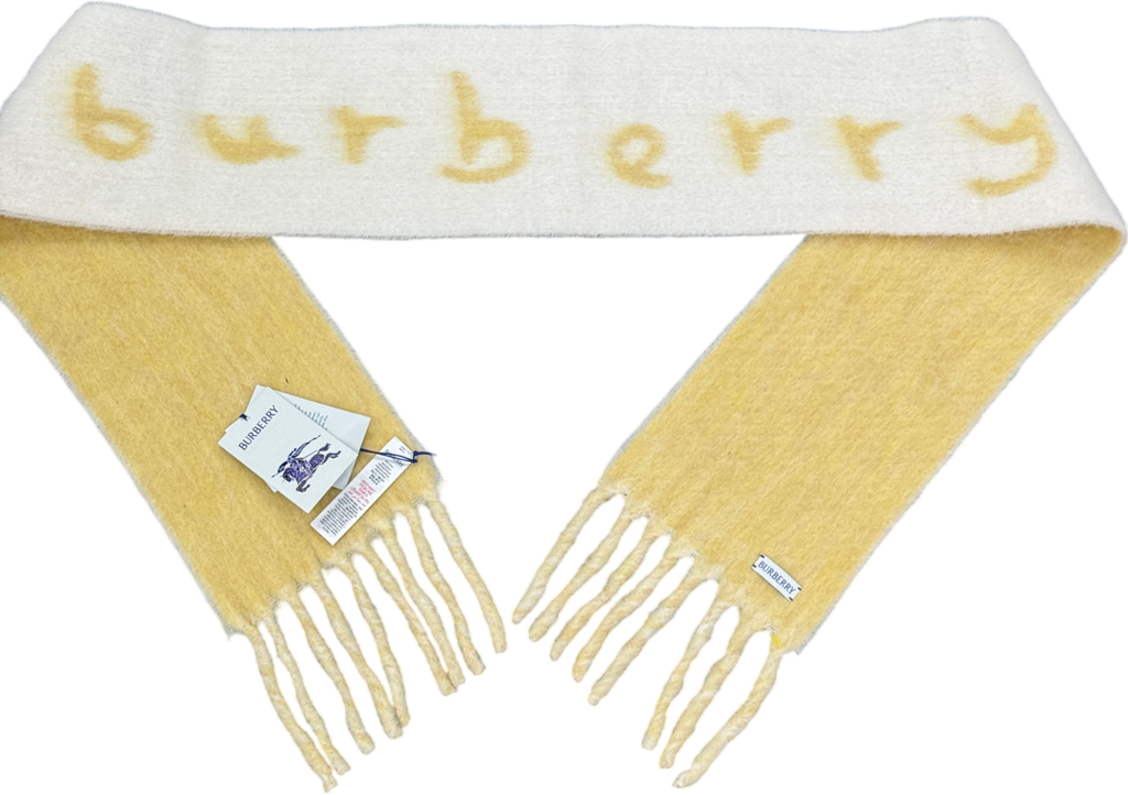 Burberry Cream Reversible Logo-jacquard Alpaca-blend Scarf One Size