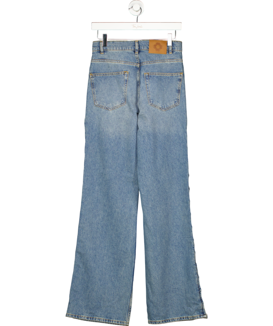 Maje Blue Perline High Rise Pearl Embellished Jeans UK 8