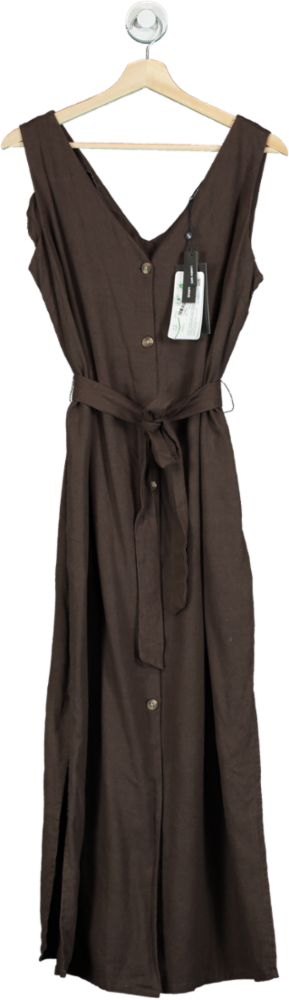 Threadbare Chocolate Brown Ladies Button Midi Dress Lucy UK 12