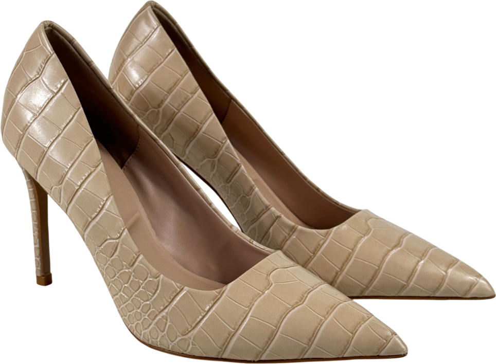 DUNE Nude Assured Beige Embossed Leather High Heel Shoes UK 6 EU 39 👠