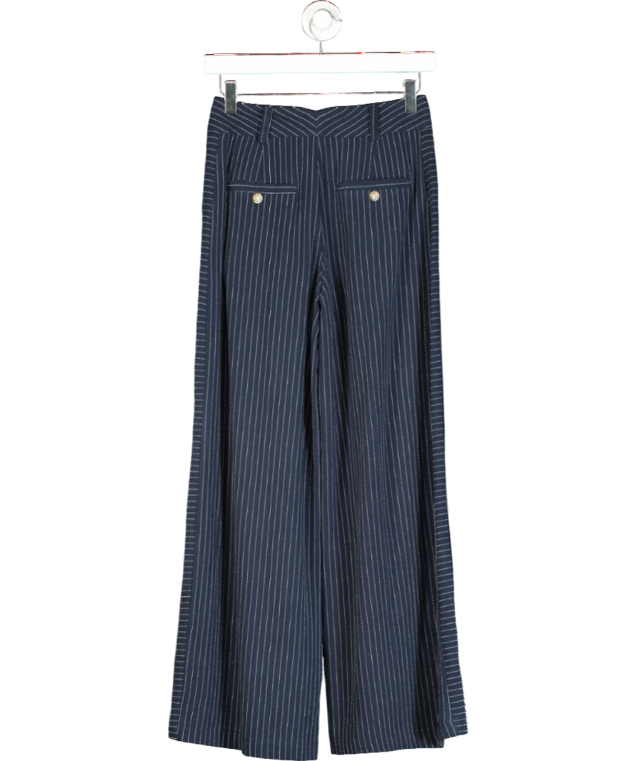 Loves & Roses Blue Tailored Pinstripe Wide Leg Trousers UK 6