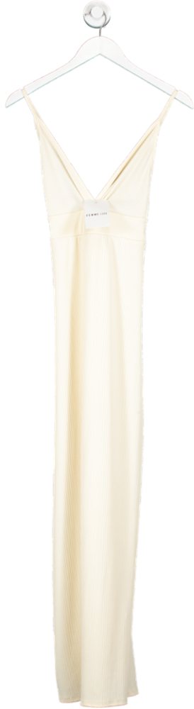 Femme Luxe Cream Deep Plunge Strappy Bodycon Maxi Dress UK 12
