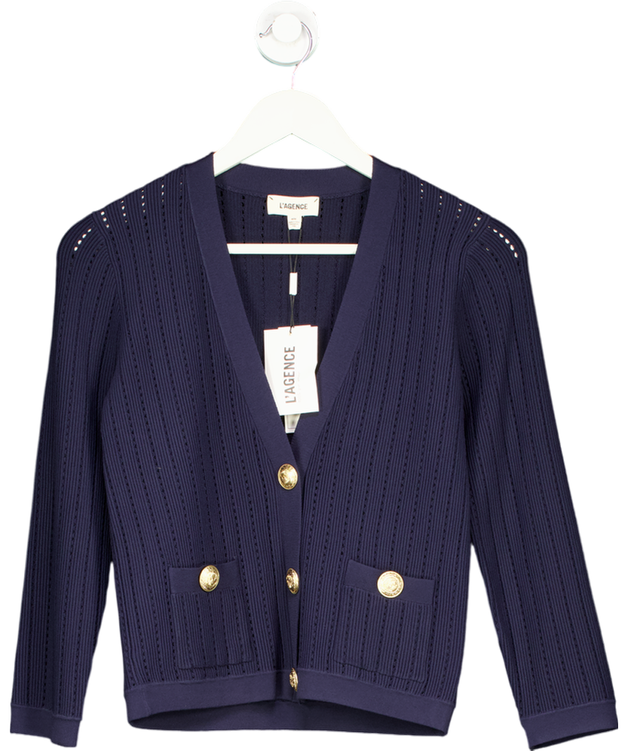 L'agence Blue Irvin Pointell Knit Cardigan UK M