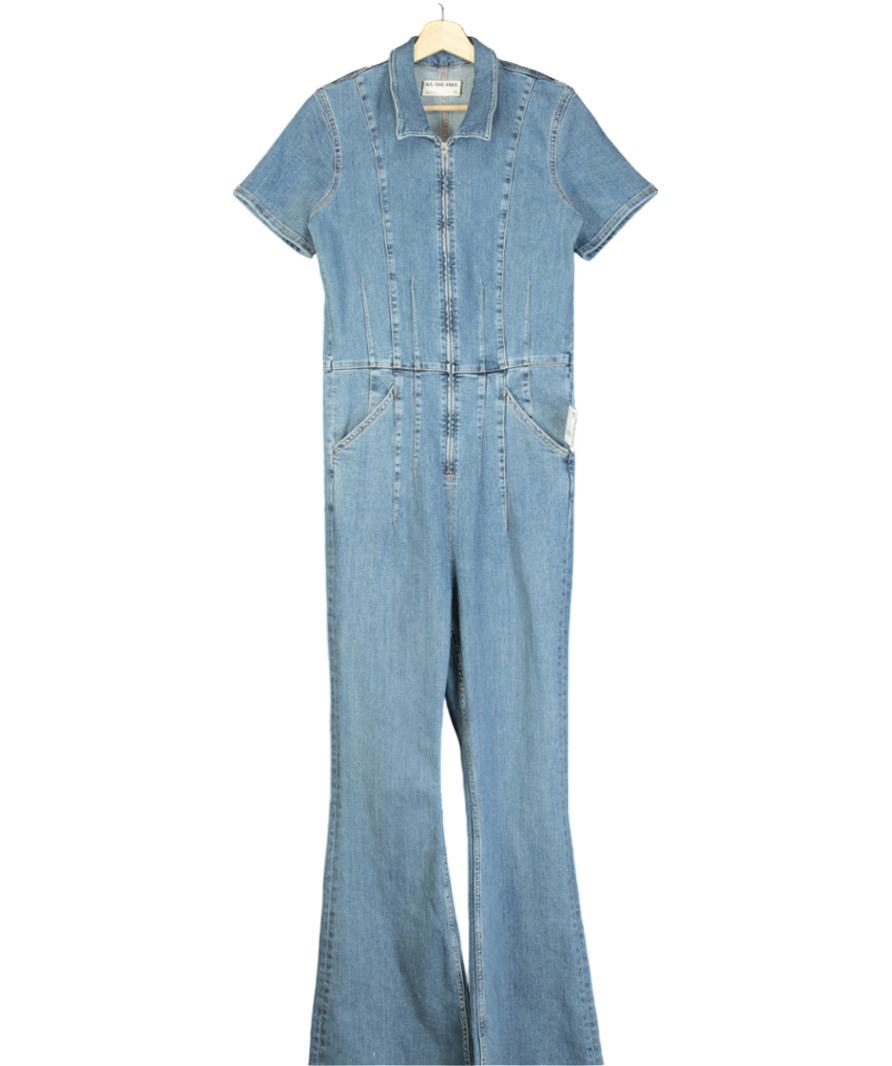 Free People We The Free Blue Jayde Flare Jumpsuit UK 8