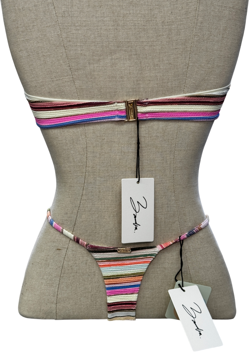 Bamba Swim Multicoloured Multicoured Stripe Ursula/bahama 2-piece Thong Bikini Set UK S