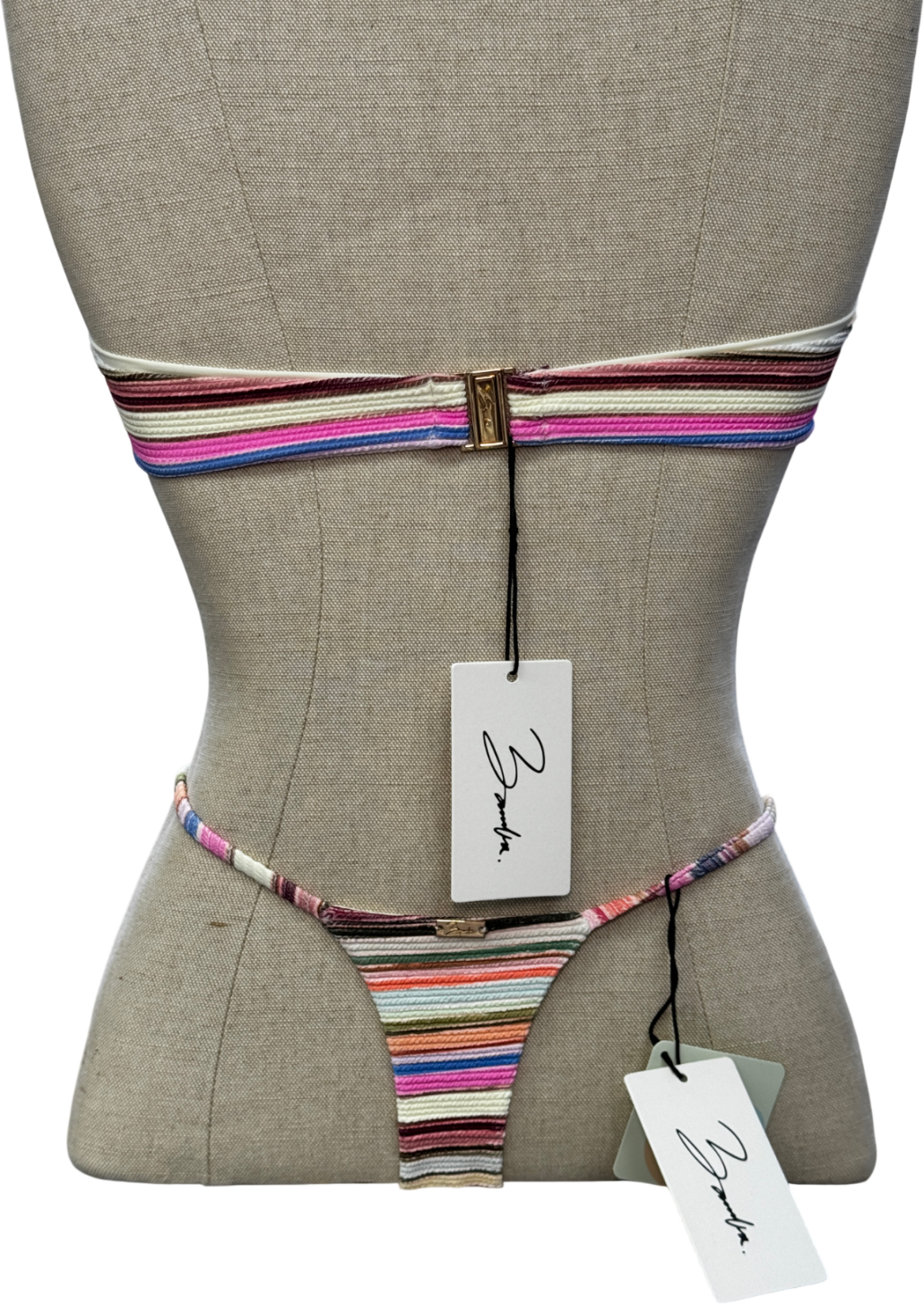 Bamba Swim Multicoloured Multicoured Stripe Ursula/bahama 2-piece Thong Bikini Set UK S