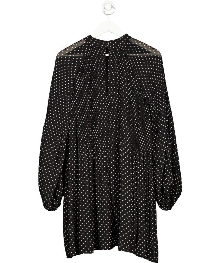 Kitri Black / White Spot Pleated Mini Dress UK S