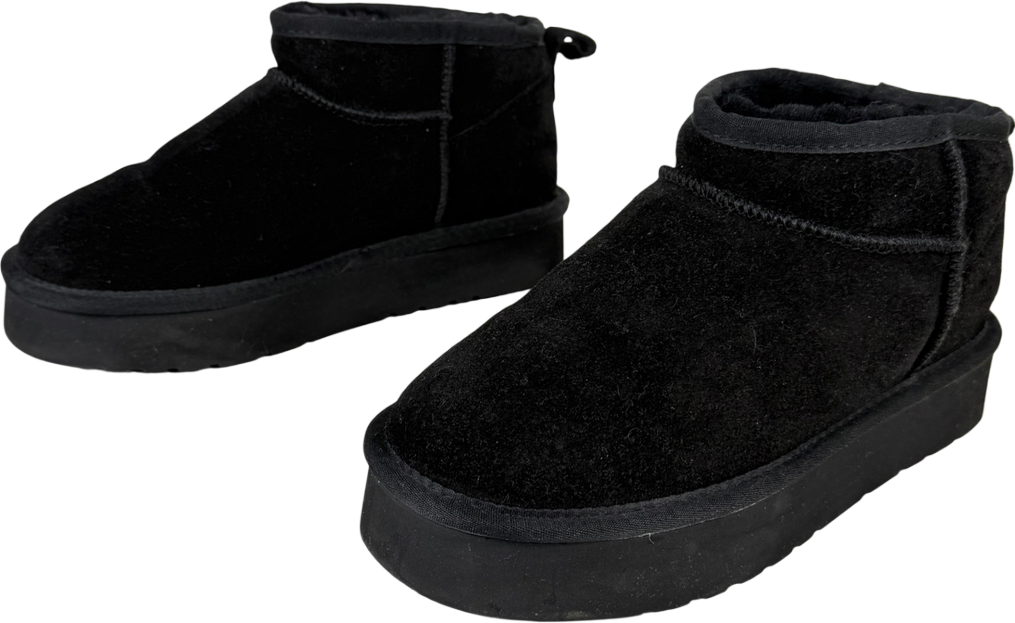 Lamo Blue Suede Ankle Slip-on Boots – Fur-lined Platform Boot UK 6 EU 39 👠
