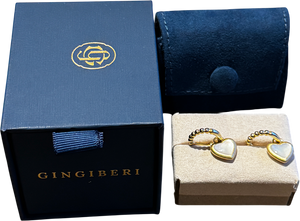 GINGIBERI Yellow Gold Vermeil  & White Mother Of Pearl  Heart Hoop Earrings