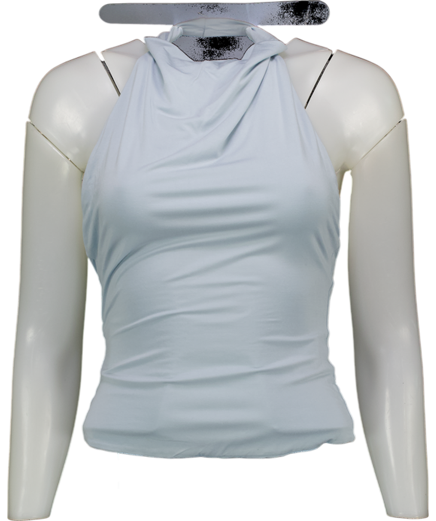 kookai Blue Cowl- Halter Neck Backless Top UK 6