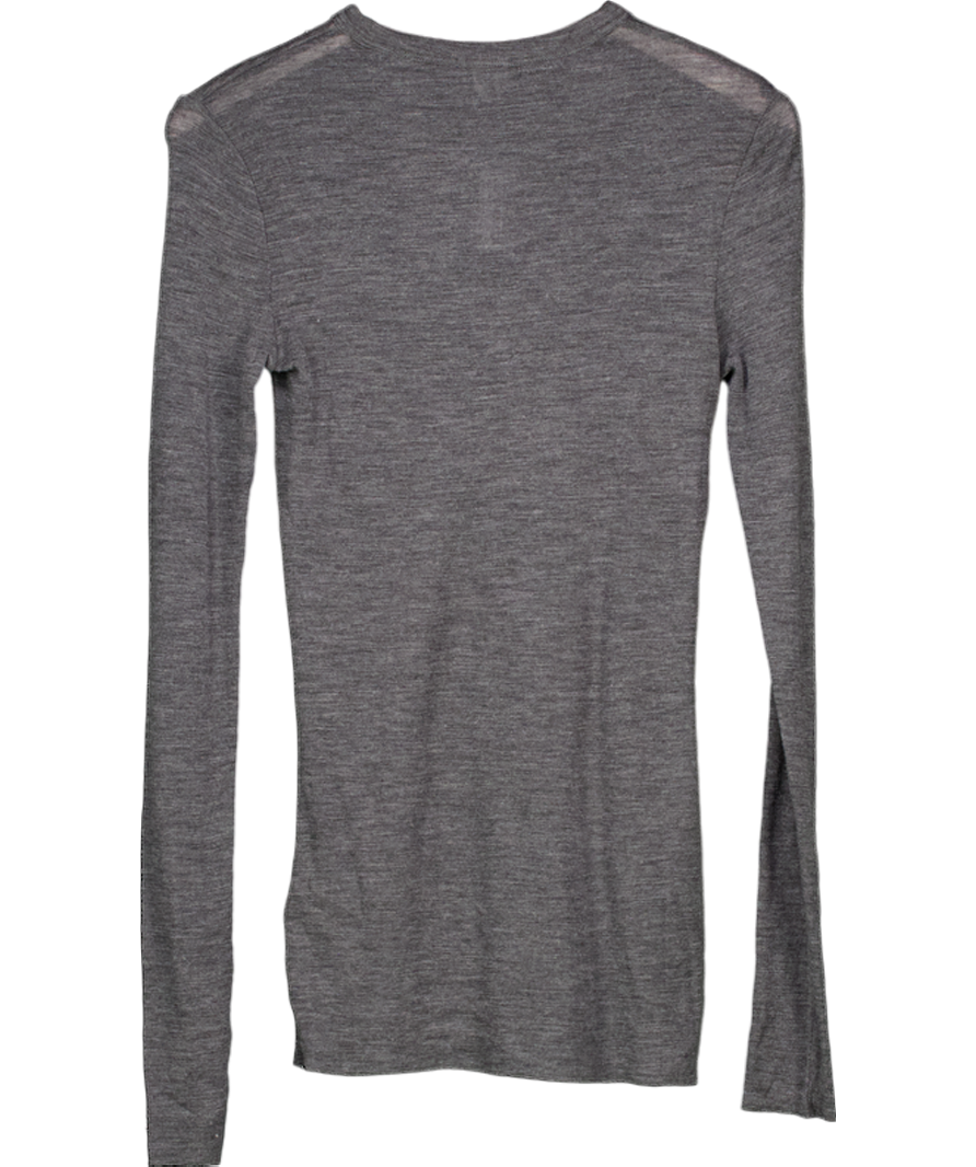 Arket Dark Grey Fine Knit Long-sleeved Merino Top UK L