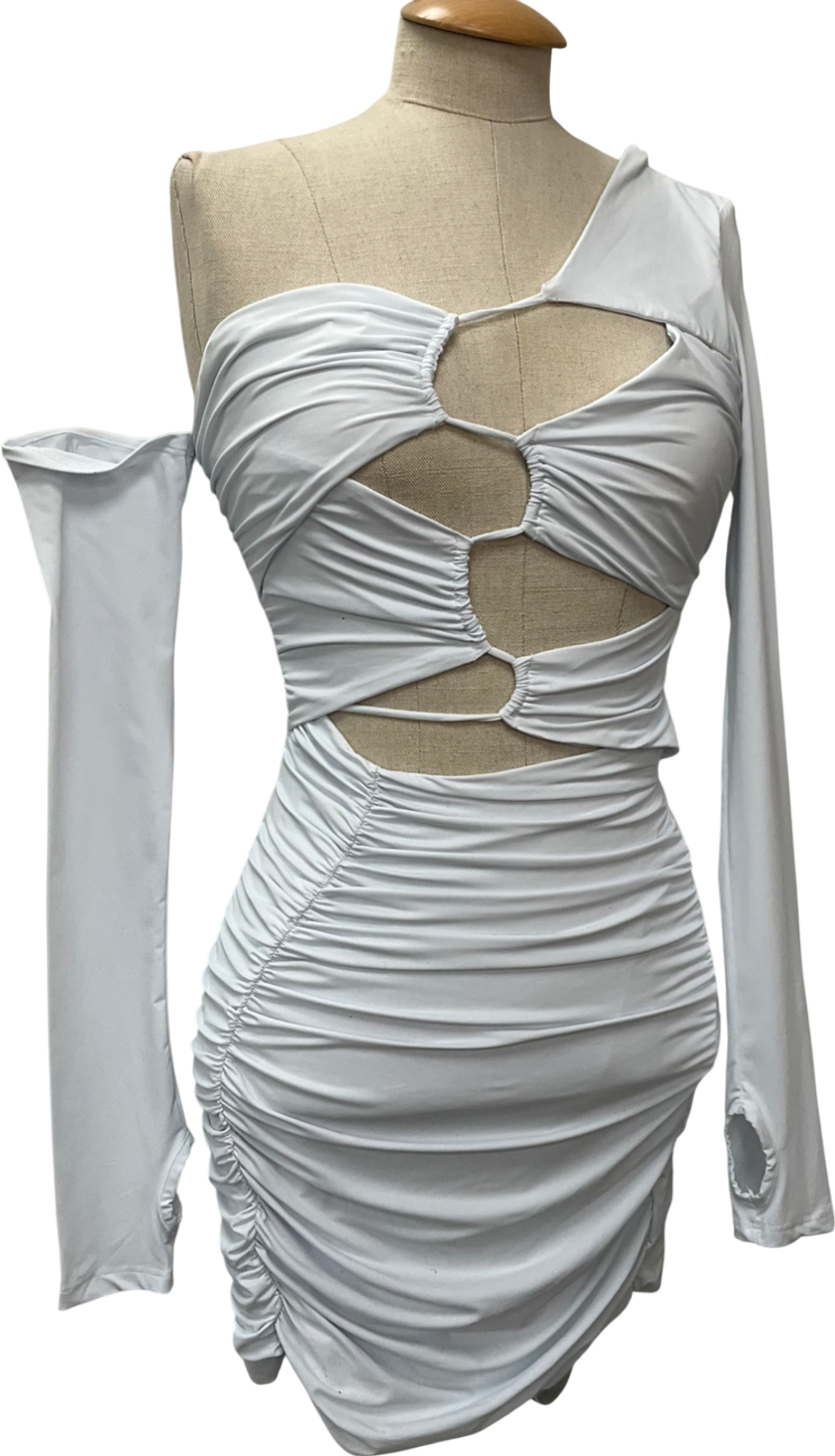 Mistress Rocks White Jersey Asymmetric Cutout Mini Dress UK S