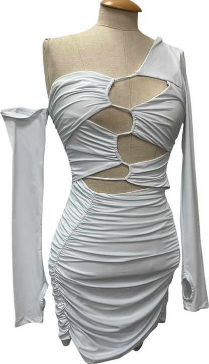 Mistress Rocks White Jersey Asymmetric Cutout Mini Dress UK S