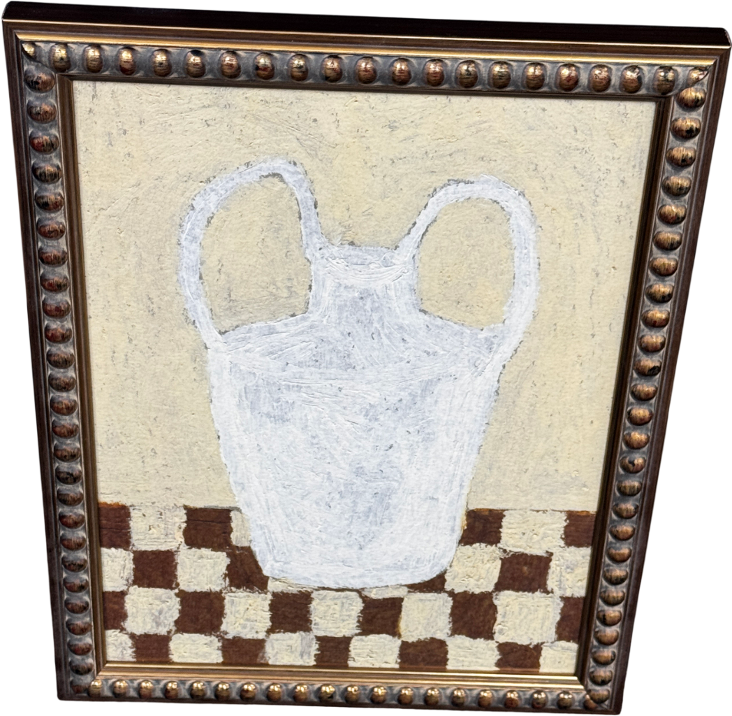 ARTFULLY WALLS Oil Pastel Vase  Bobbin Wood Framed Print By Isabelle Vandeplassche