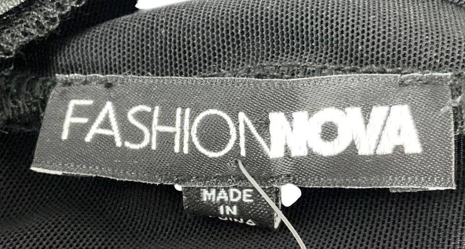 Fashion Nova Black Mesh Maxi Dress With Exaggerated Sleeves UK S